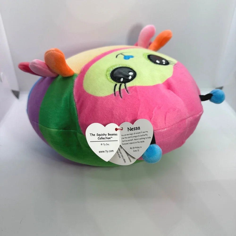 Ty Squishy Beanies Nessa Caterpillar Multi Color Plush Stuffed Animal 8 inch NWT